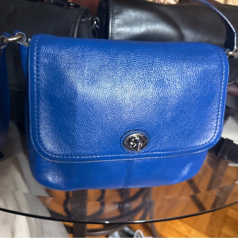 Coach Blue Leather Turn-Lock Crossbody Bag